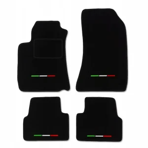 Rabat DYWANIKI WELUROWE CZARNE DO FIAT 500 (2007-...)+4xHAFT FLAGA WŁOCH