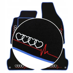 Nowość DYWANIKI DO AUDI Q7 I (2005-2015) NIEBIESKA LAMÓWKA, 4x HAFT
