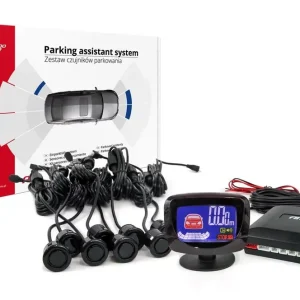 AMiO Zestaw czujników parkowania cofania led-graf 8 sensorów czarne "gold" 18mm AMI-01605 Oryginalny