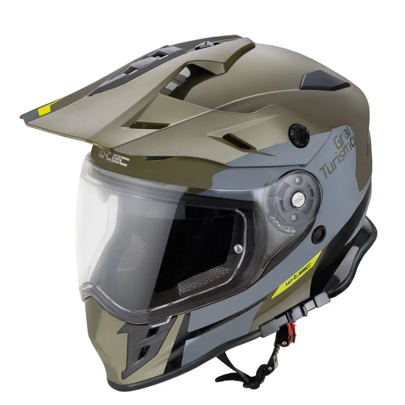 W-TEC Kask motocross motocyklowy z blendą V331 PR Graphic, Khaki-Szary, XS (53-54) 23047-XS-1 Tylko dziś