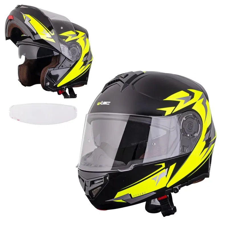 Zwrot pieniędzy W-TEC Kask motocyklowy szczękowy z blendą Vexamo PI Graphic z Pinlockiem, Biała Grafika, XL (61-62) 20617-XL-2