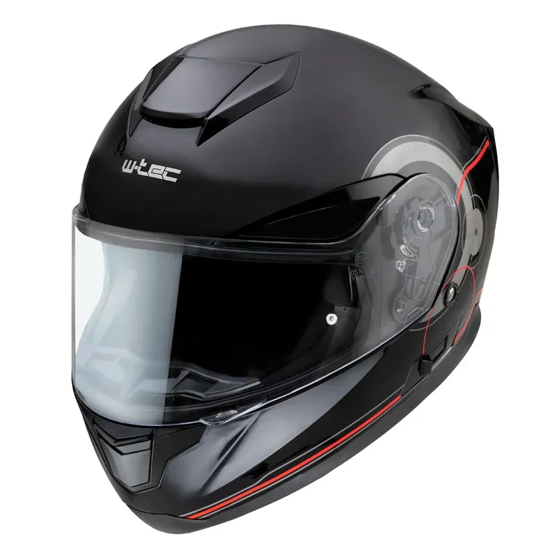 W-TEC Kask motocyklowy zamknięty Yorkroad Fusion, Czarny Szary Czerwony Błyszczący, L (59-60) 22485-L Szybka dostawa