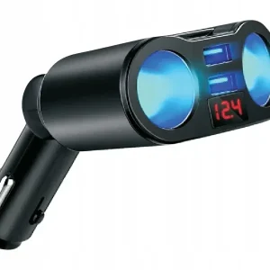 Rozdzielacz Gniazda Zapalniczki, 2 Usb, Voltomierz #LXM274 Darmowa dostawa