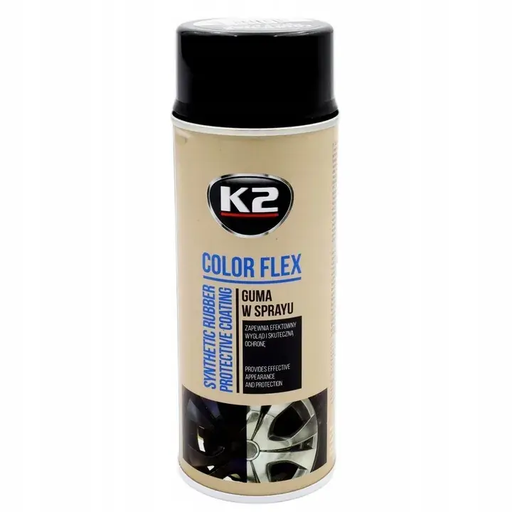 K2 Color Flex Guma w Sprayu Czarny Połysk 400ml Chroni Przed Zarysowaniem Ekspresowa dostawa