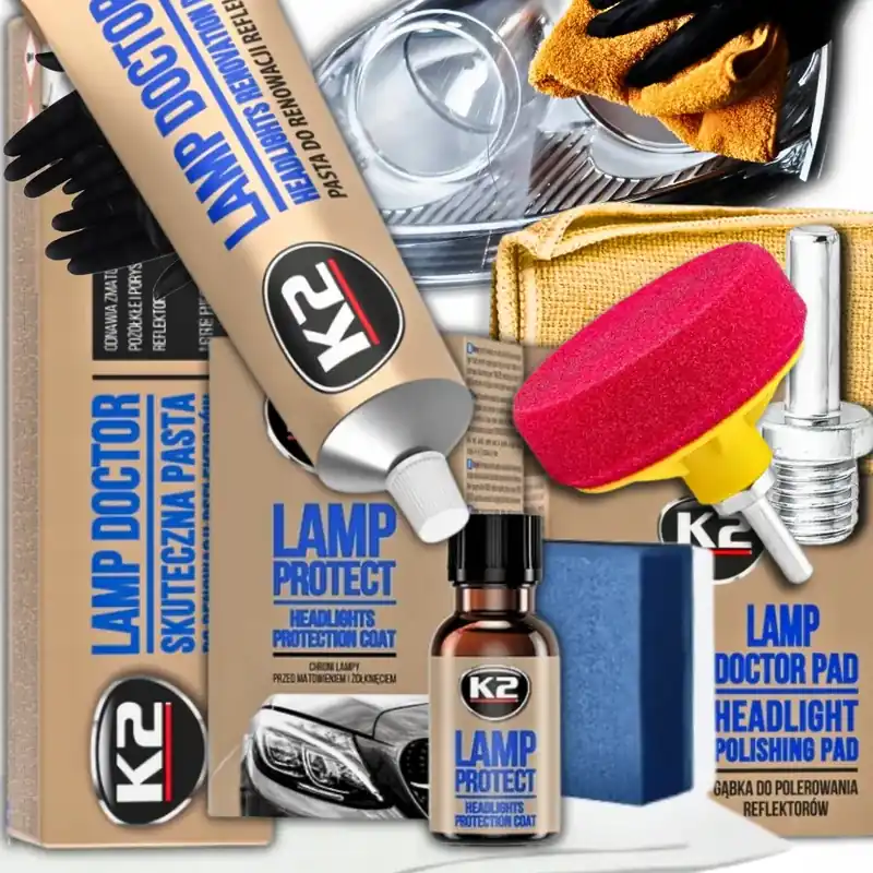 K2 LAMP DOCTOR PAD ZESTAW DO POLEROWANIA REGENERACJI LAMP REFLEKTORÓW AUTA Popularny