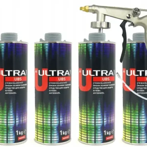 4 x NOVOL ULTRA BARANEK ŚRODEK OCHRONY KAROSERI SZARY + Pistolet Tani