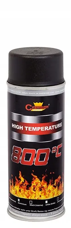 Darmowa dostawa Spray żaroodporny 800°C emalia CZARNA farba termoutwardzalna Champion 400ml
